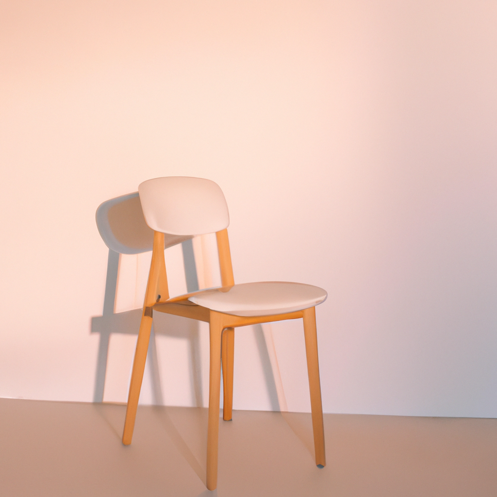 Estudio fotográfico minimalista con luz natural en Providencia: paredes blancas, silla y sombras suaves